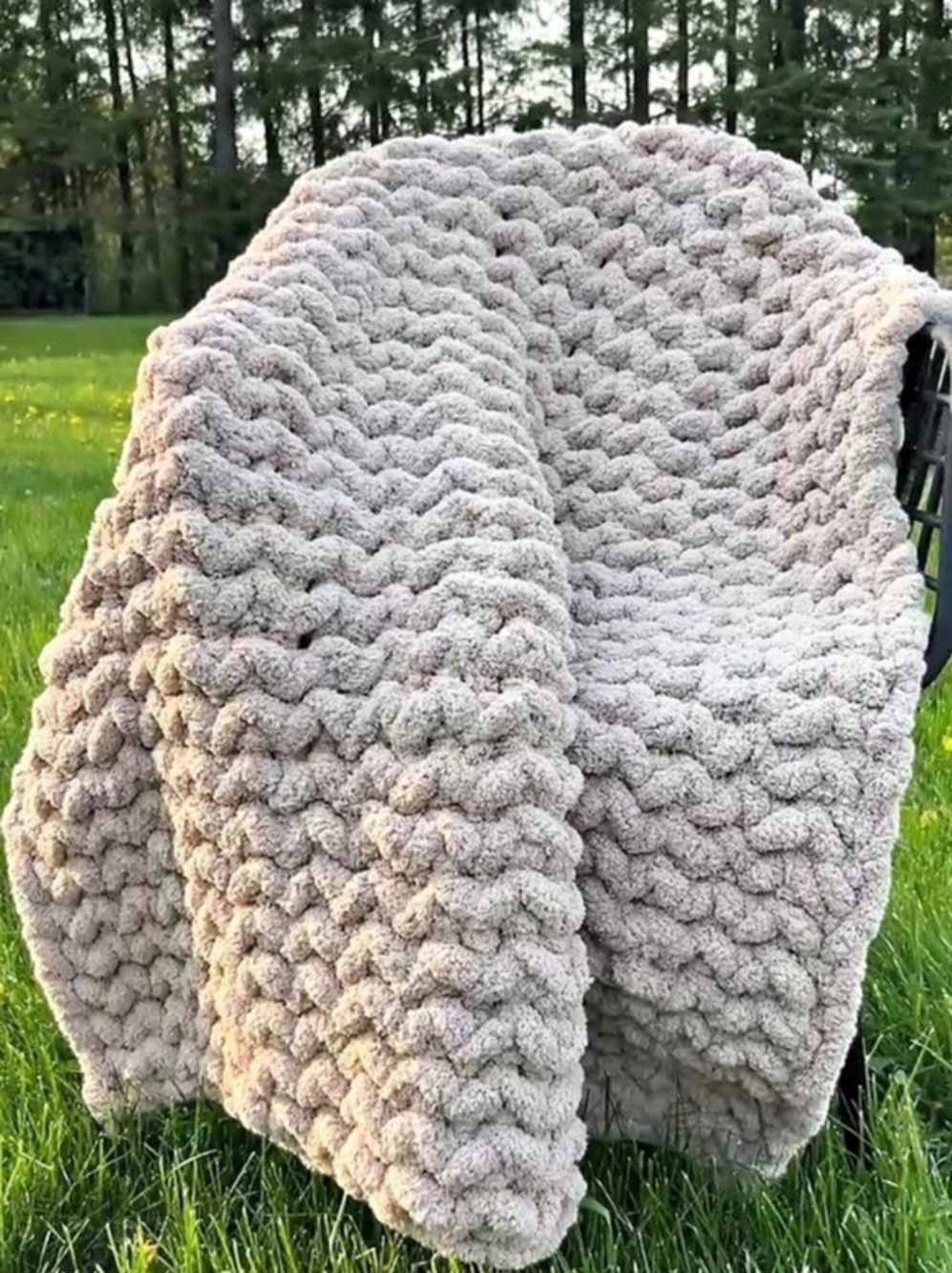 Chunky Knit Throw Blanket in Khaki 40”x50”
